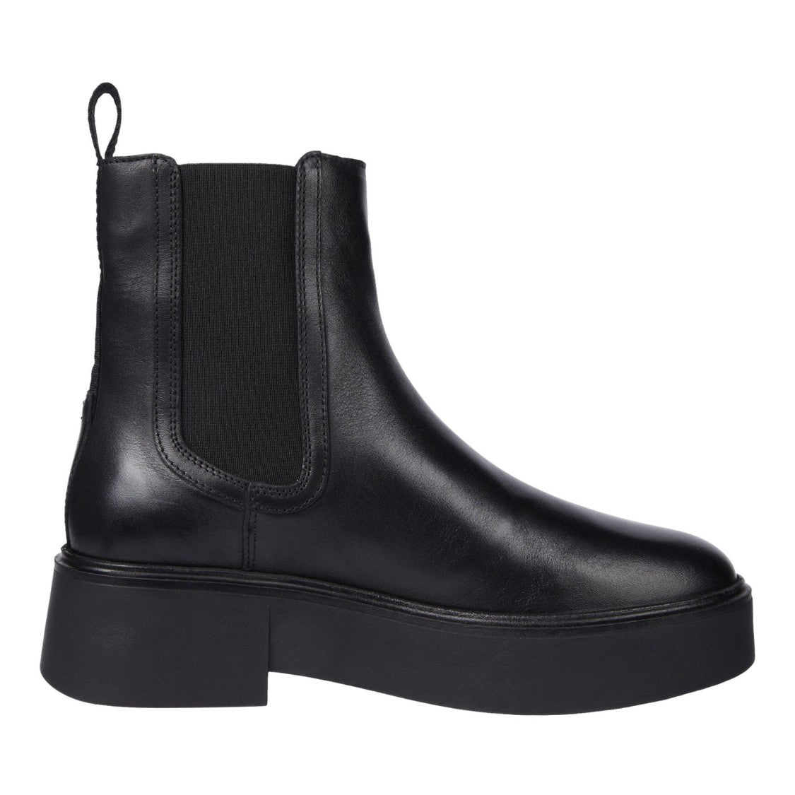 Tommy Hilfiger Black Sleek Elastic Panel Leather Chelsea Boots
