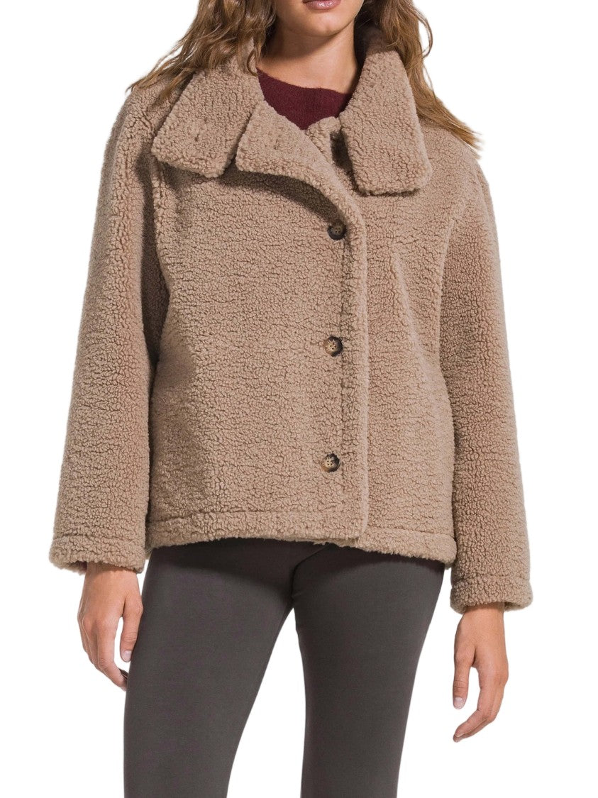 Deha Boxy Short Coat With Plush Teddy Bear Texture