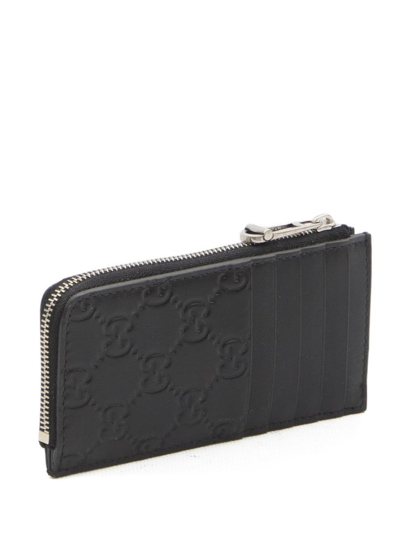Gucci Rectangular Calfskin Wallet With Embossed Interlocking Pattern