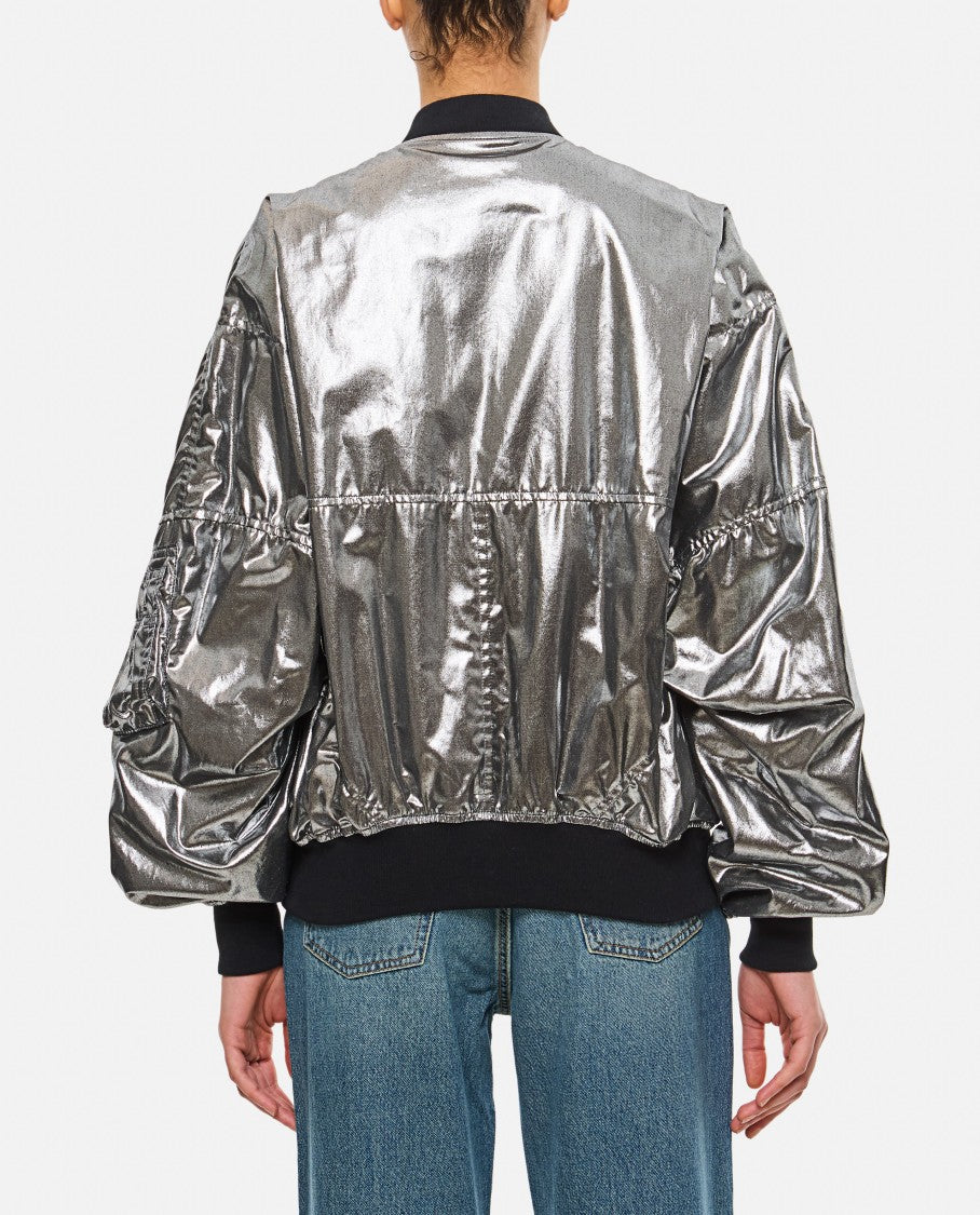 Junya Watanabe Metallic Finish Bomber Jacket With Ribbed Neckline