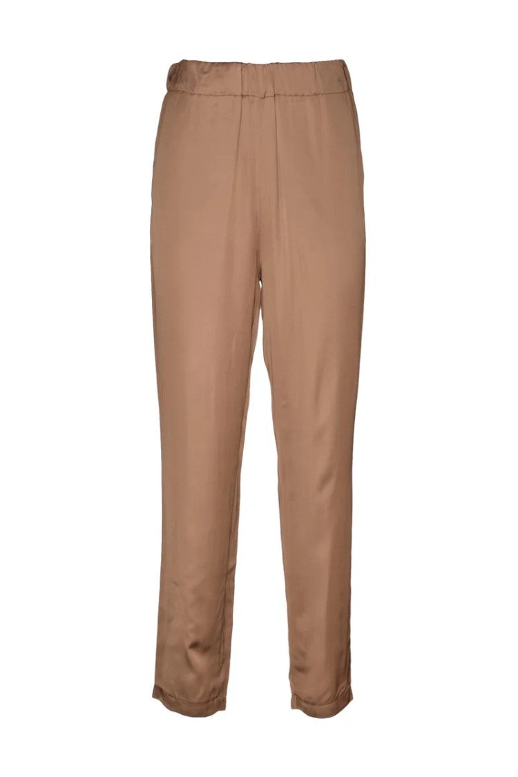 Icona Bronze Trousers With Relaxed Fit And Tapered Leg