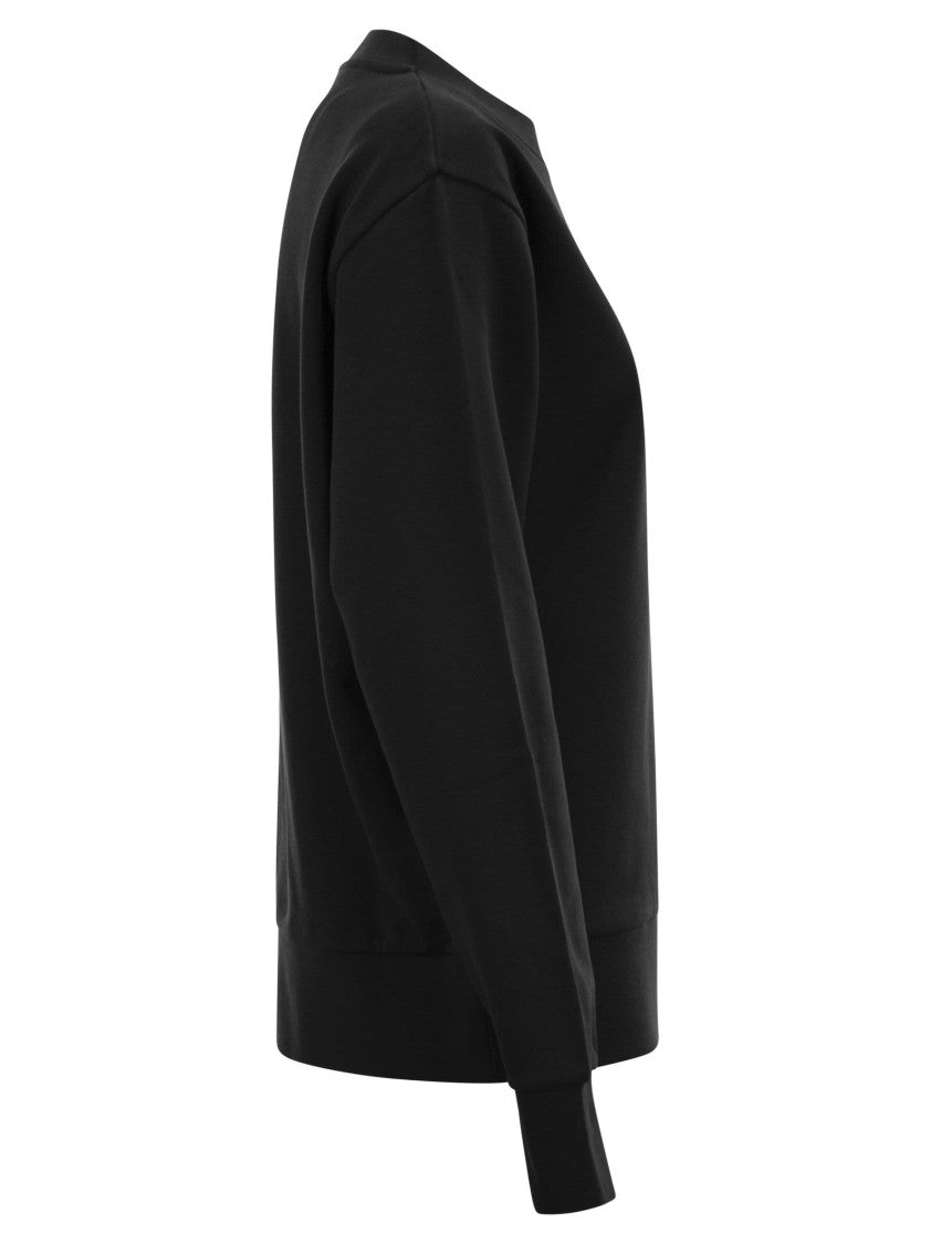 Moncler Loose-Fit Cotton Jersey Sweatshirt With Crystal Logo