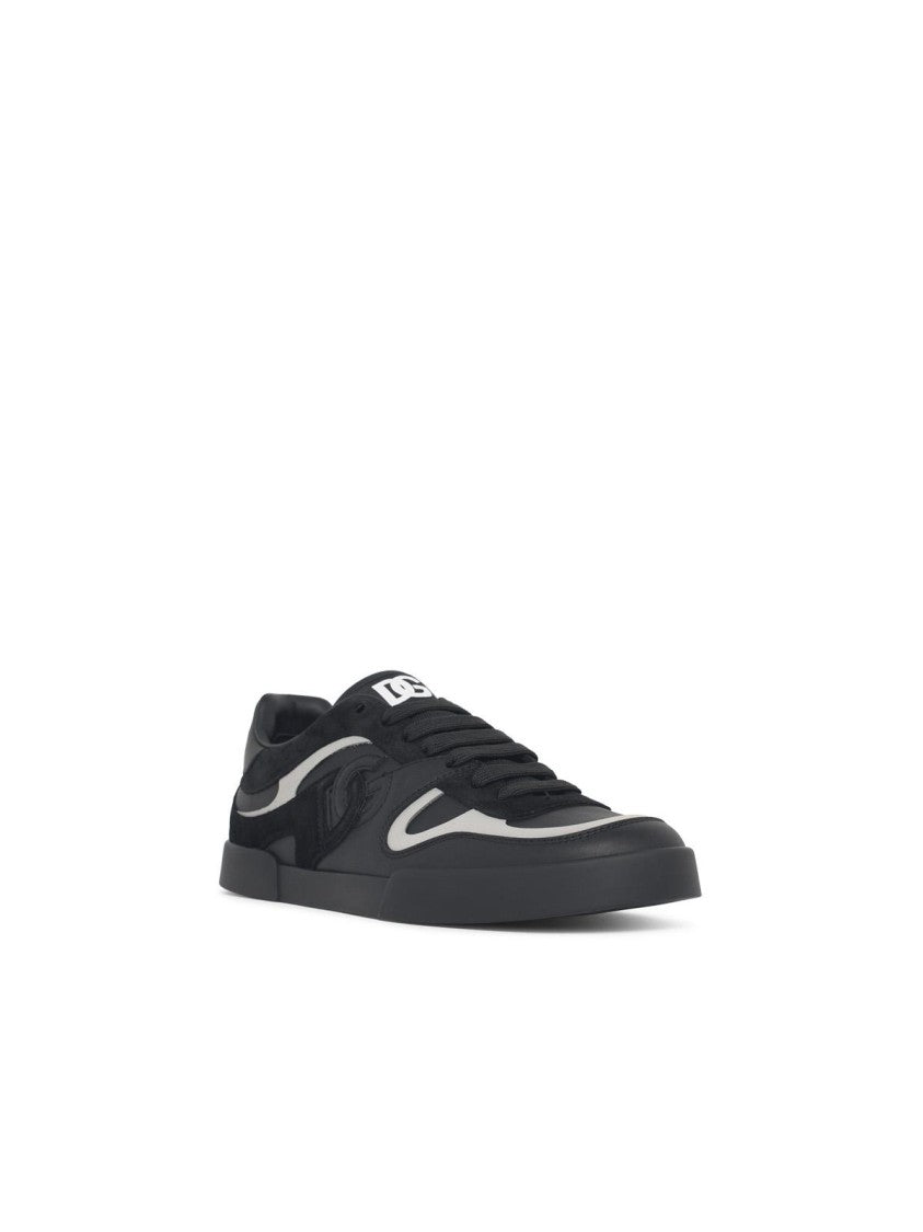 Dolce & Gabbana 'Strobel Portofino' Black Leather Sneakers