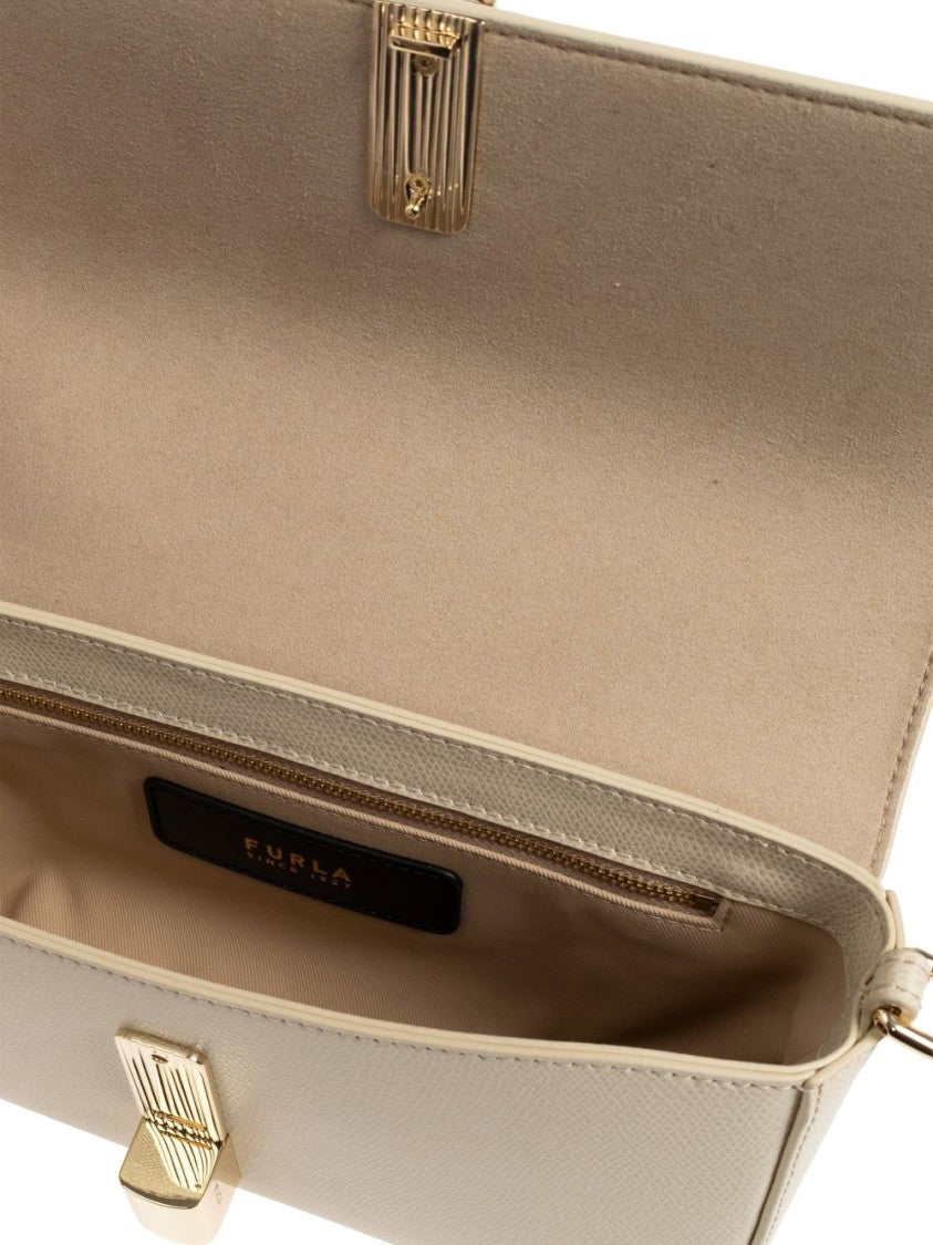 Furla White Iride Crossbody Textured Leather Bag