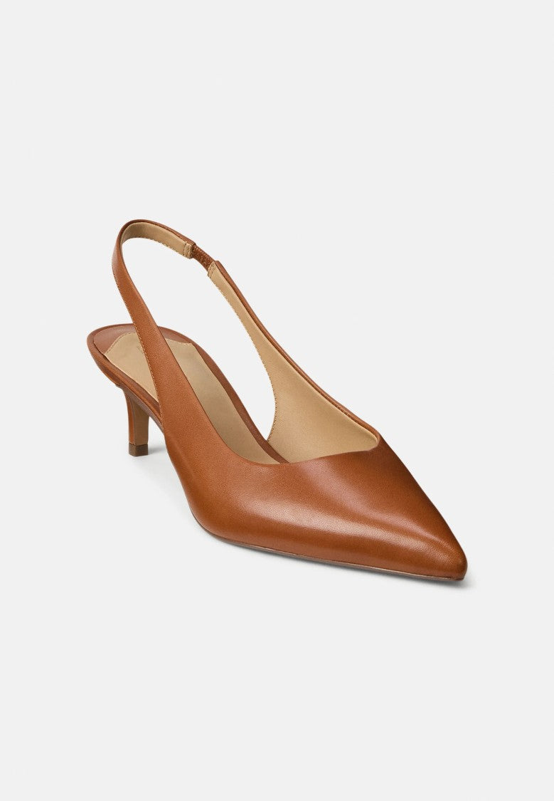 Lauren Ralph Lauren Brown Smooth Calf Slingback Pumps