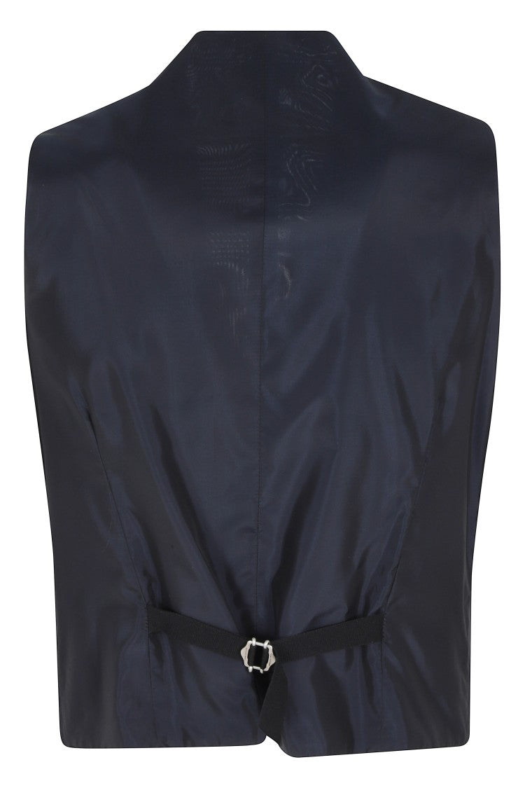 Tagliatore Blue Classic V-Neck Adjustable Strap Wool Vest