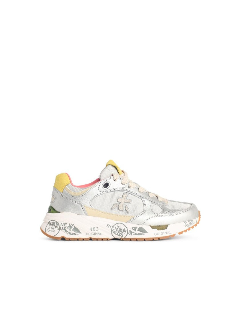 Premiata 'Mased' Silver Leather Blend Sneakers