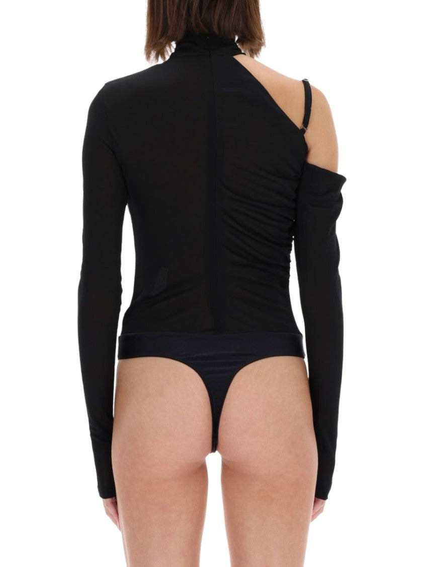 Versace Jeans Couture Black Asymmetrical One-Shoulder Bodysuit