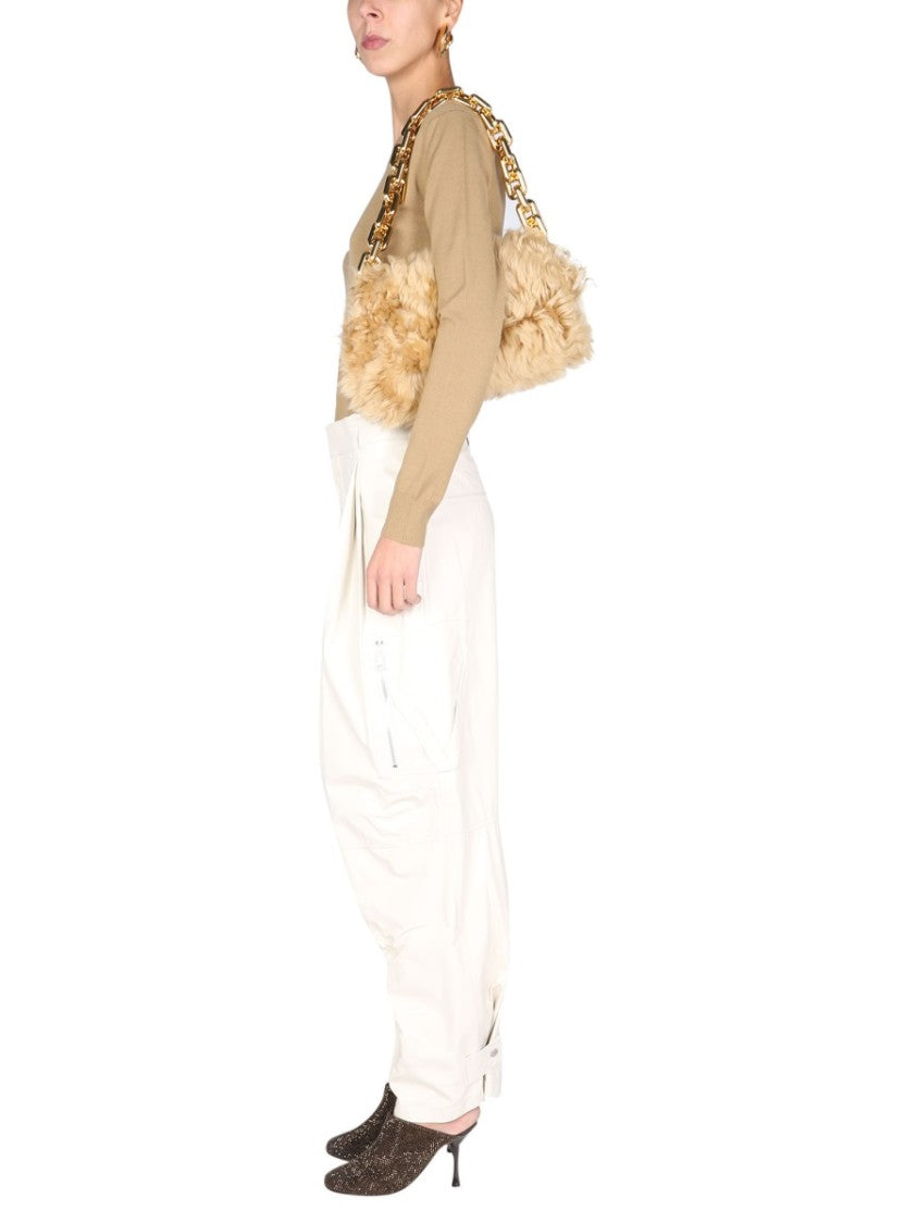 Bottega Veneta Leather Cargo Pants With Zip Closure
