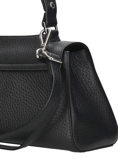 Orciani Hammered Leather Shoulder Bag With Adjustable Strap