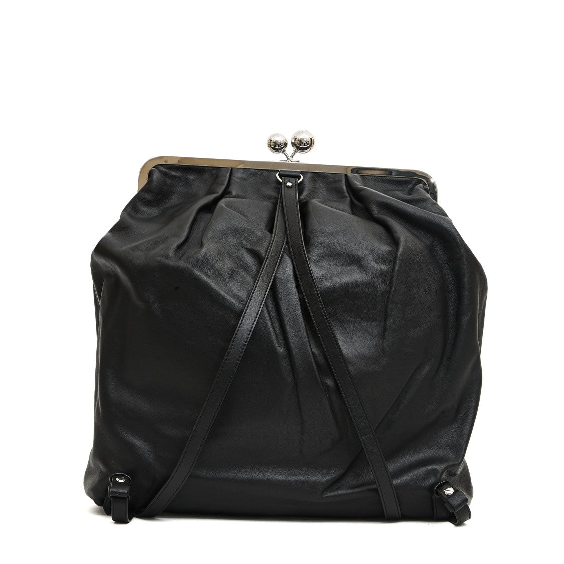 Max Mara Black Leather Large Pastry Backpack