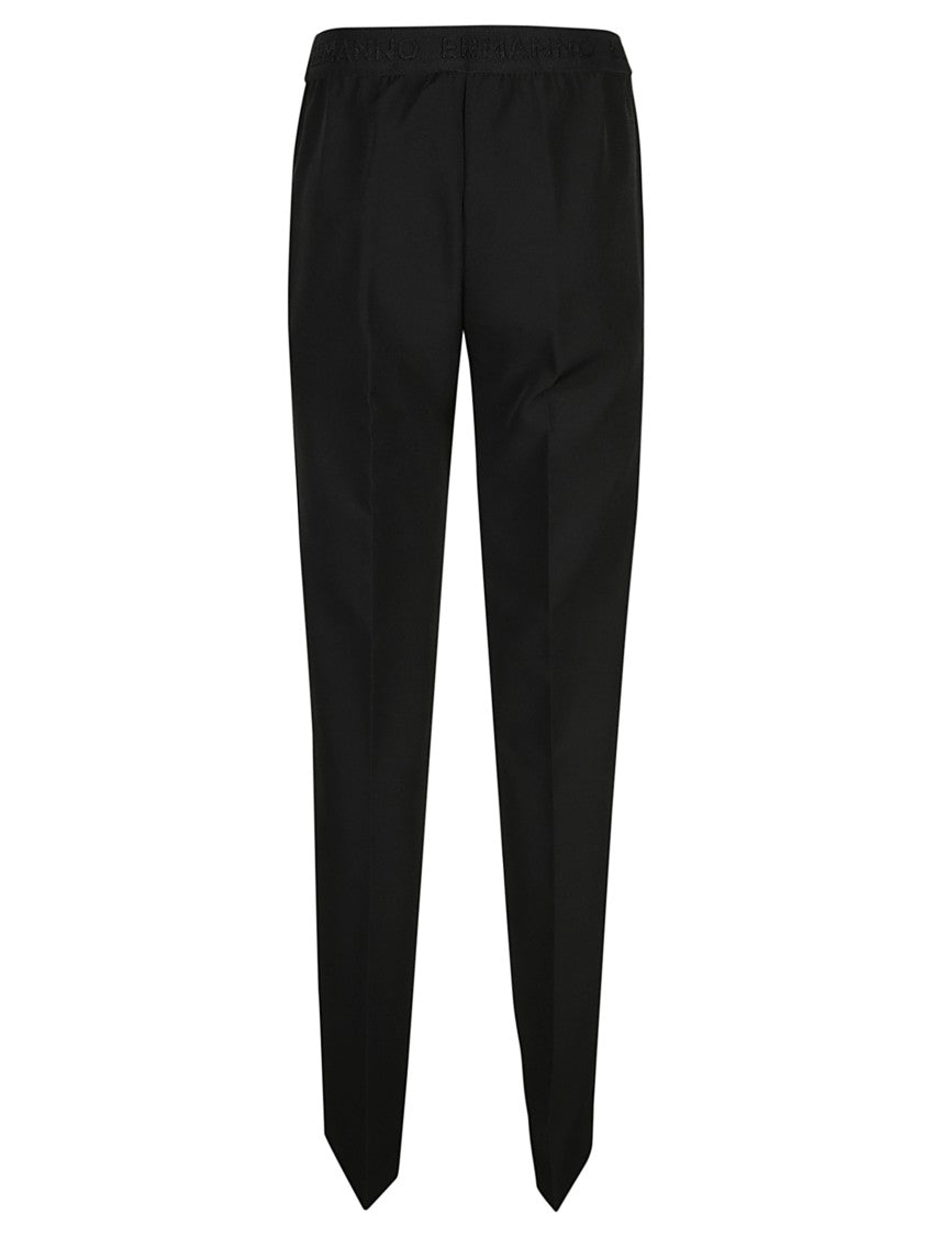 Ermanno Firenze Relaxed Fit Black Wide Pants With Minimalist Design
