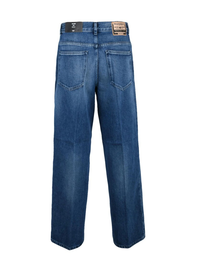 Diesel Blue Faded Wide-Leg Jeans