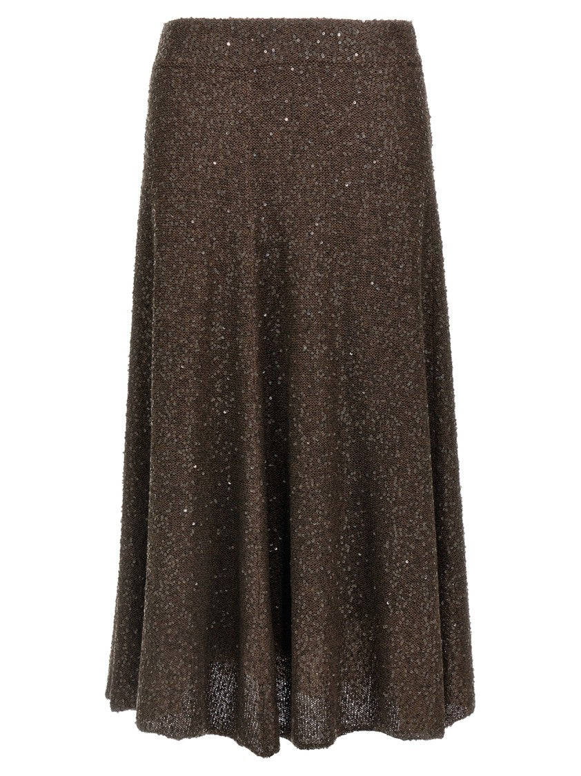 Brunello Cucinelli Texture Dazzling Midi Skirt With Sequined Finish