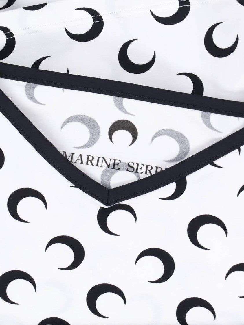 Marine Serre White Black Crescent Moon Crop Top