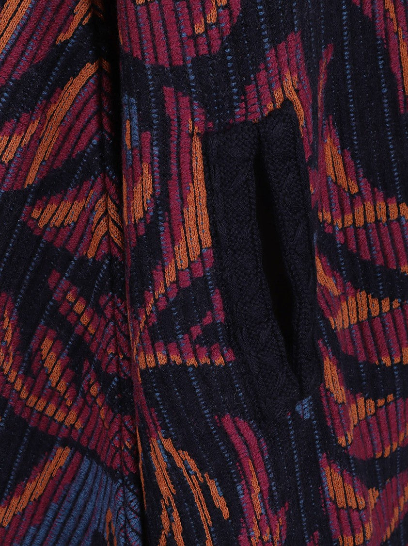 Etro Multicolored Floral Jacquard Wool Blend Cape