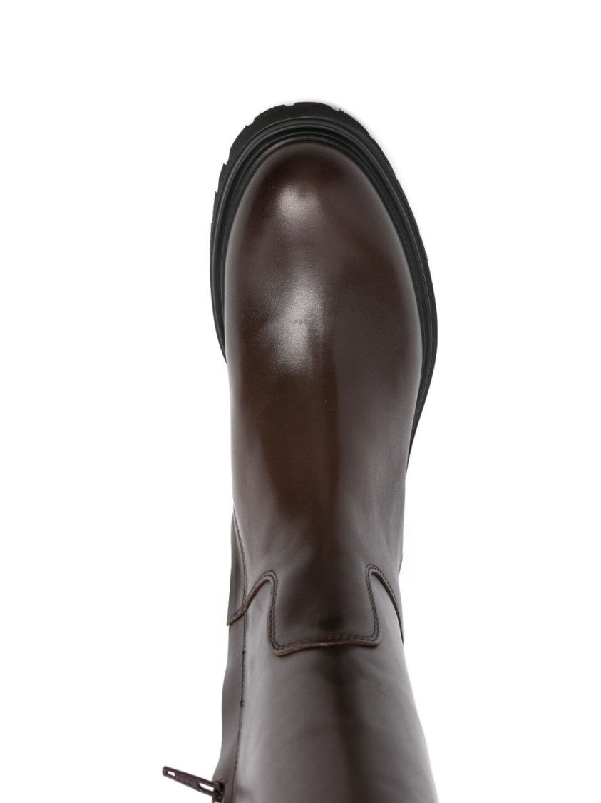 Guglielmo Rotta Brown Ankle Boots With Side Zip Closure