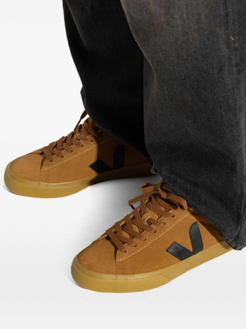 Veja Beige Suede Low-Top Sneakers With Contrasting Black Accents