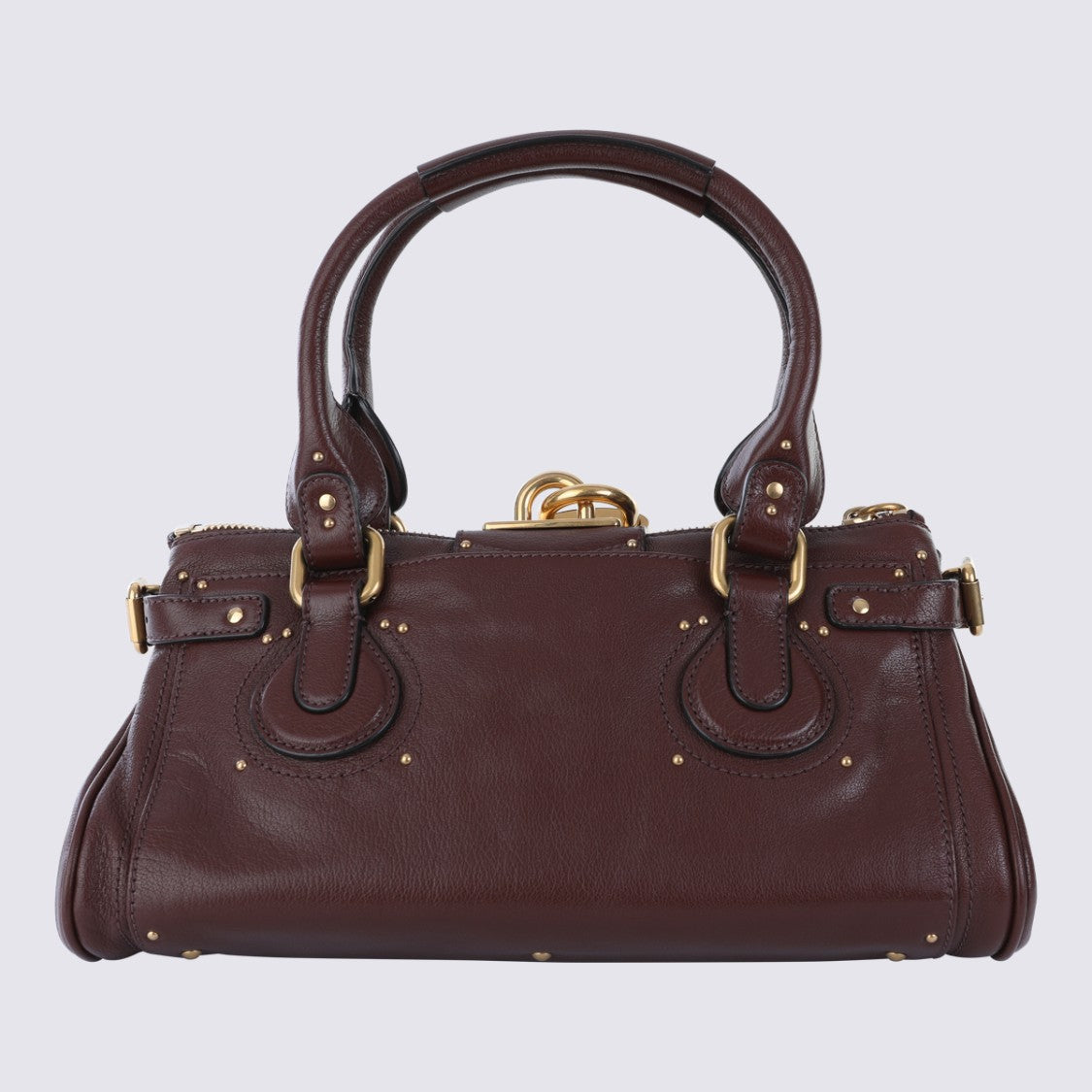 Chloé Structured Dark Brown Leather Handbag With Gold-Tone Hardware