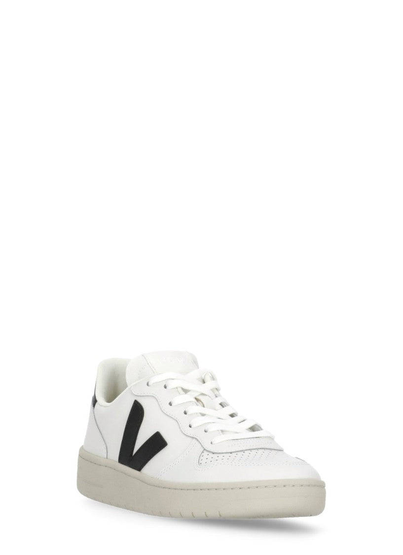 Veja White V-10 Prime Breathable Leather Sneakers