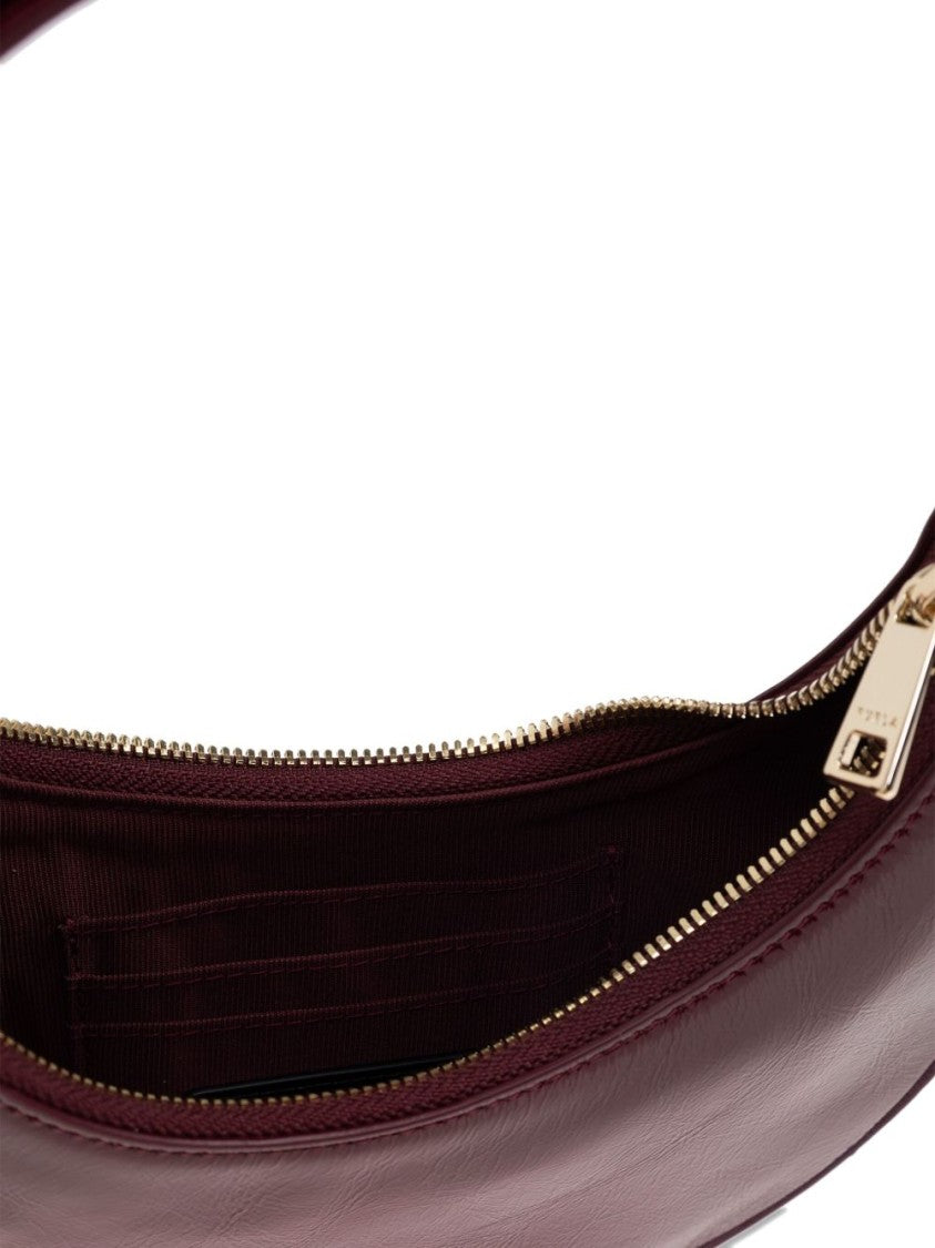 Furla Crescent-Shaped Handbag With Finish And Metallic Logo