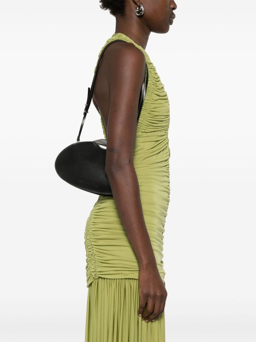 Benedetta Bruzziches Curved Black Shoulder Bag With Metallic Clasp