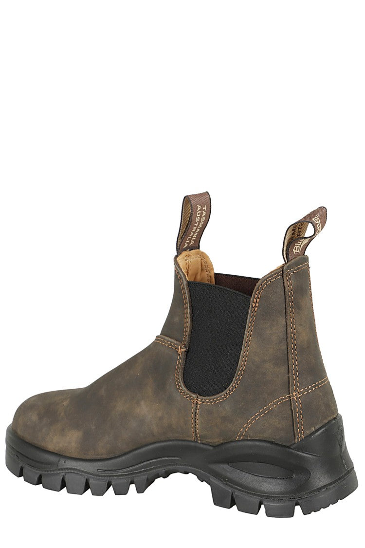Blundstone Washed Brown Lug Boot With Elastic Side Inserts