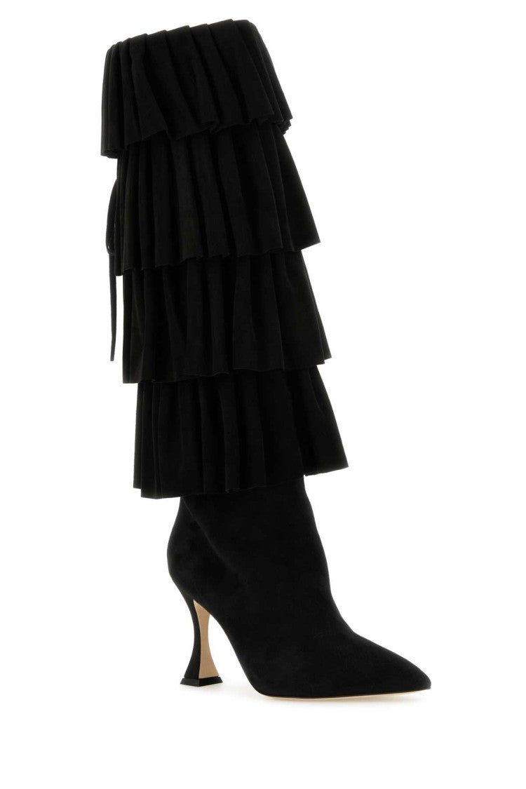 Manolo Blahnik Black Suede Miralone Boots