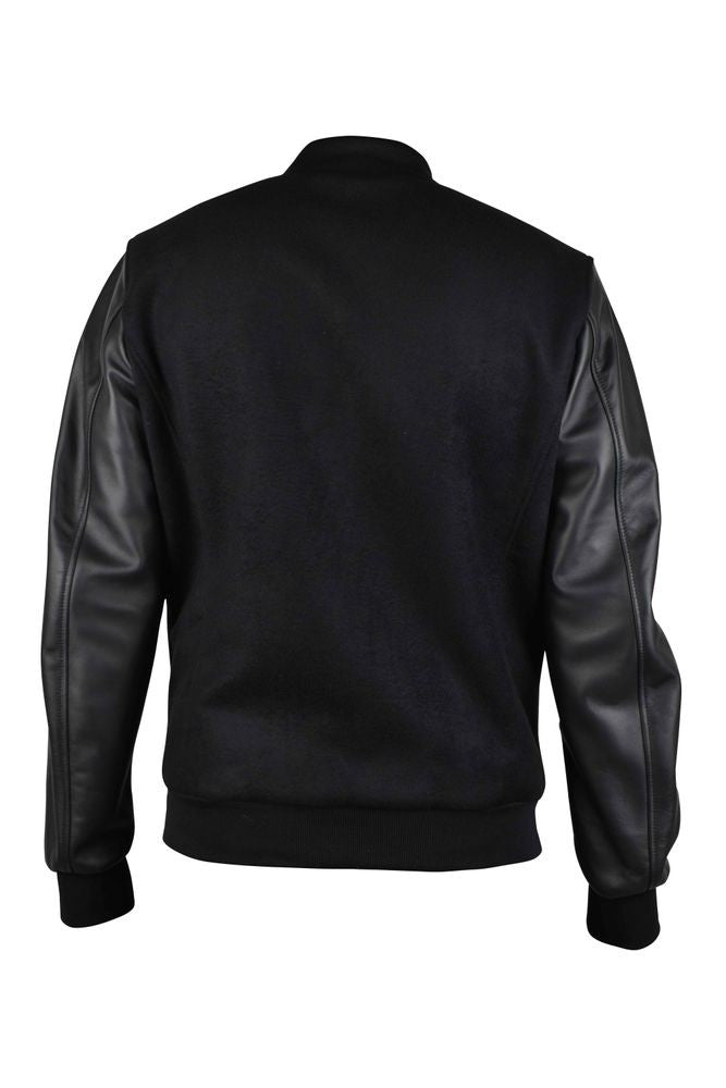 Billionaire Two-Material Bomber Jacket With Leather Sleeves
