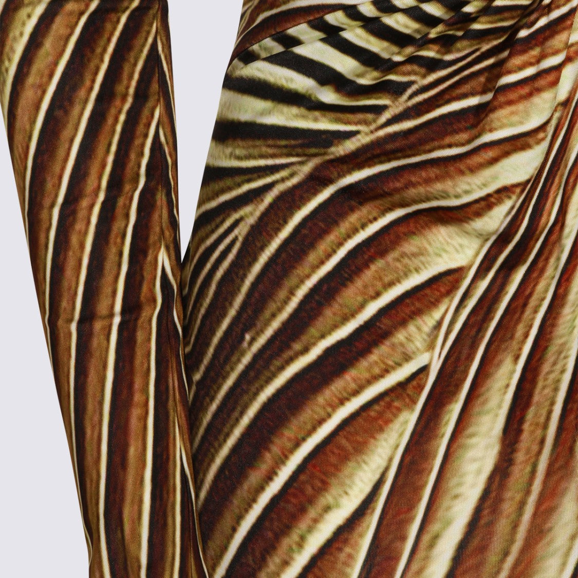 Roberto Cavalli Maxi Dress With Radiating Stripe Pattern And Gold-Tone Snake Detail