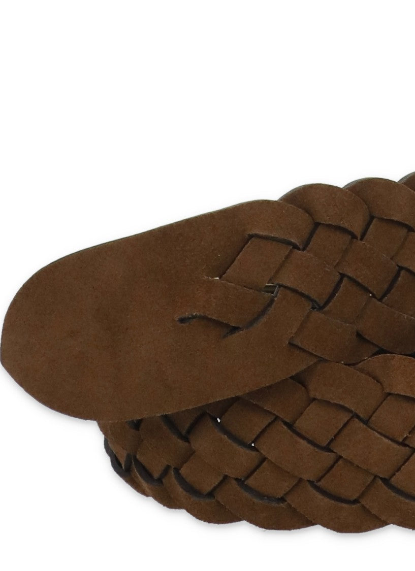 Etro Braided Suede Leather Belt With Textured Metal Buckle