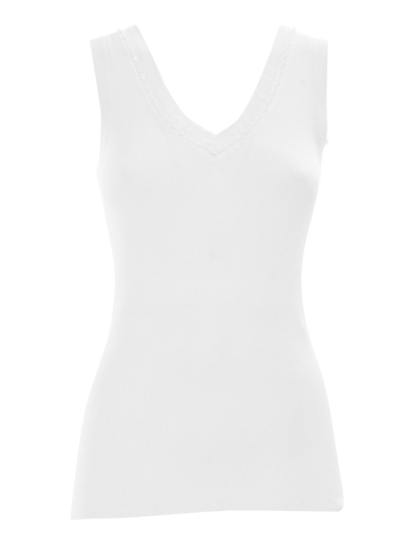 P.A.R.O.S.H. Fitted Sleeveless Top With Lace Trim