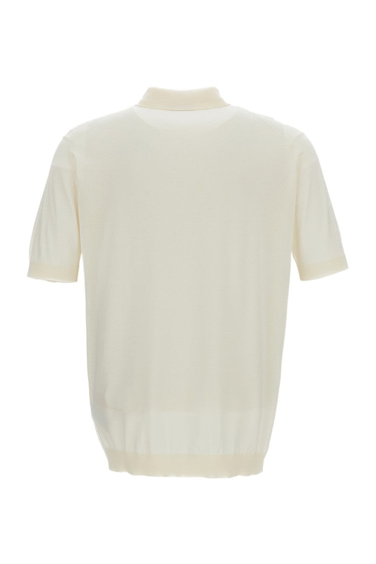 John Smedley White Cotton Polo T-Shirt
