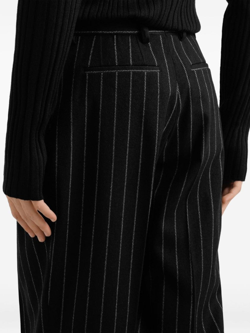 Dolce & Gabbana Cropped Black Striped Trousers With Tailored Fit
