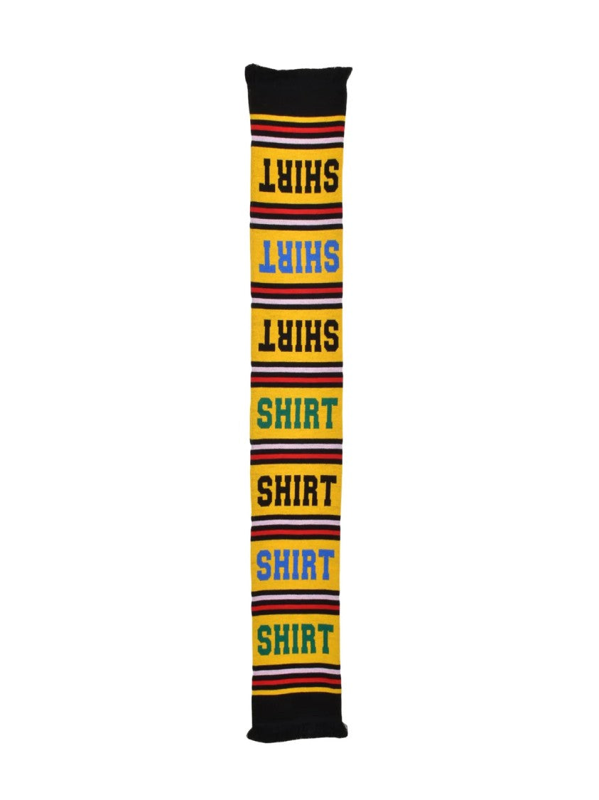 Comme Des Garçons Black/Yellow Striped Long Knitted Acrylic Scarf