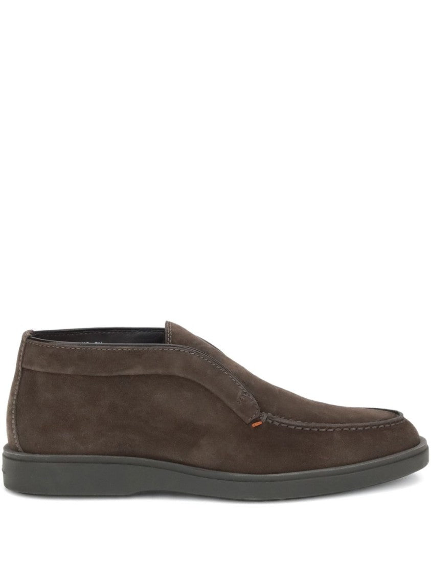 Santoni Brown Suede Slip-On Desert Boot