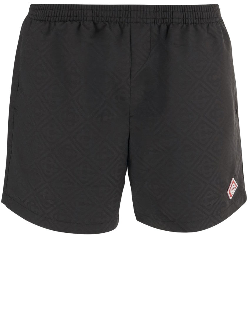 Casablanca Casual Black Shorts With Embossed Logo Detailing