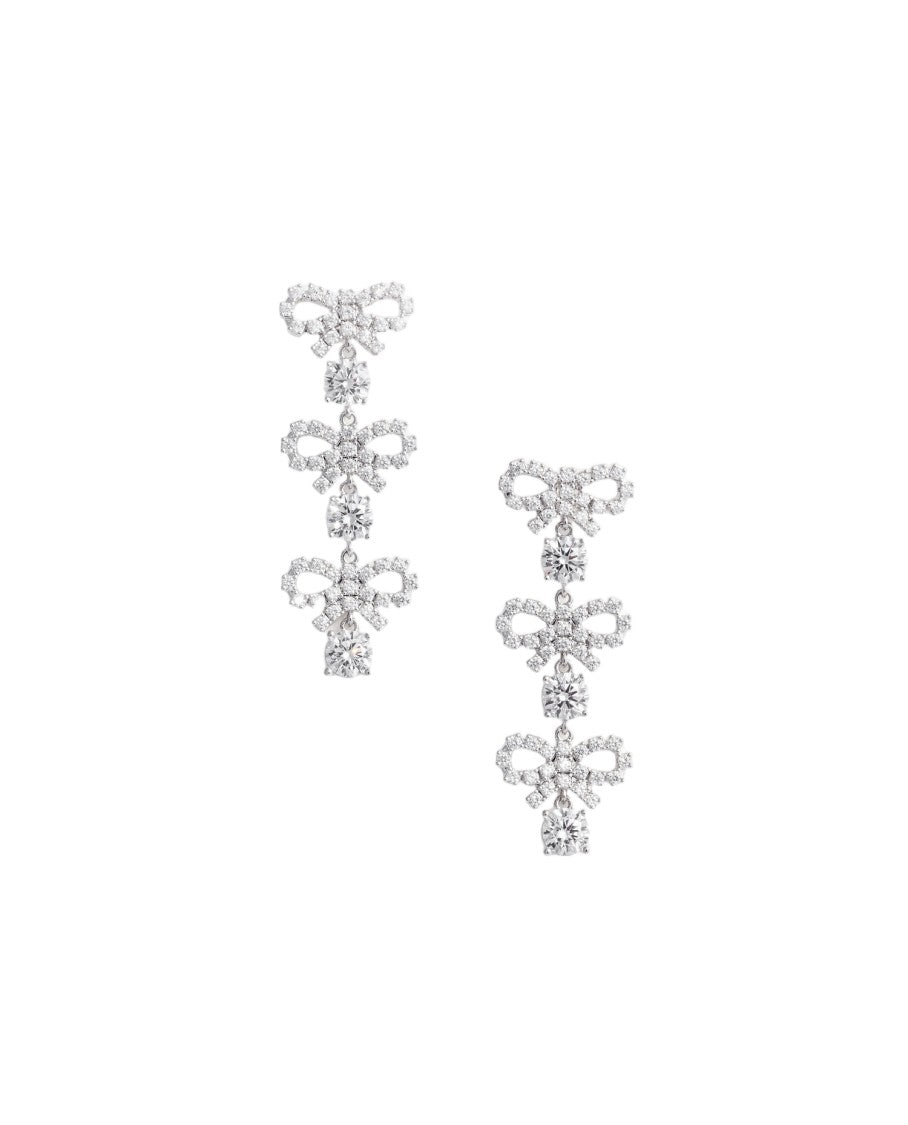 Self-Portrait Intricate Tiered Bow Earrings With Crystal Embellishments