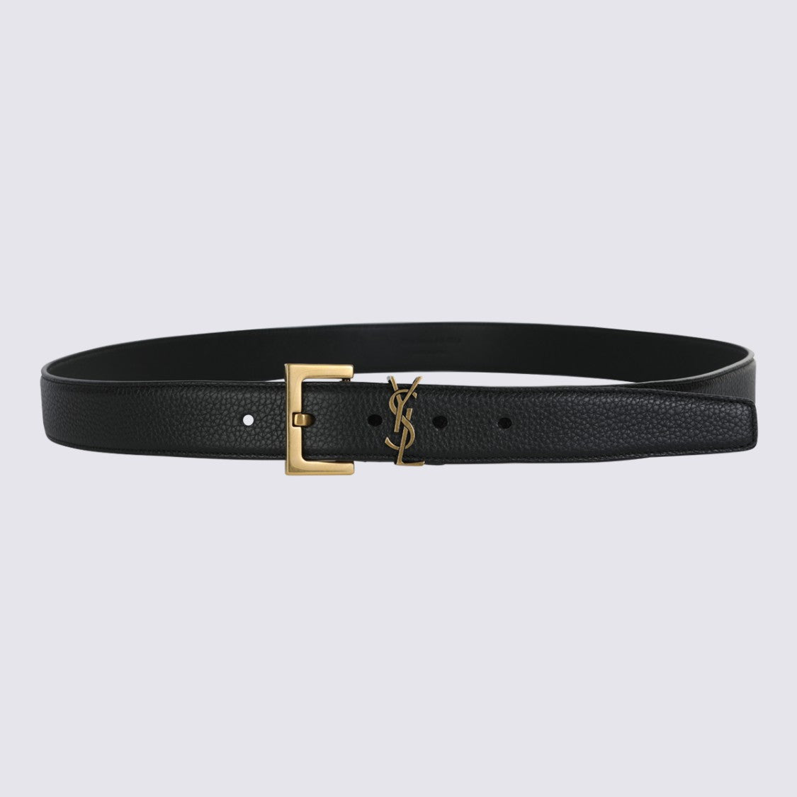 Saint Laurent Textured Black Leather Belt