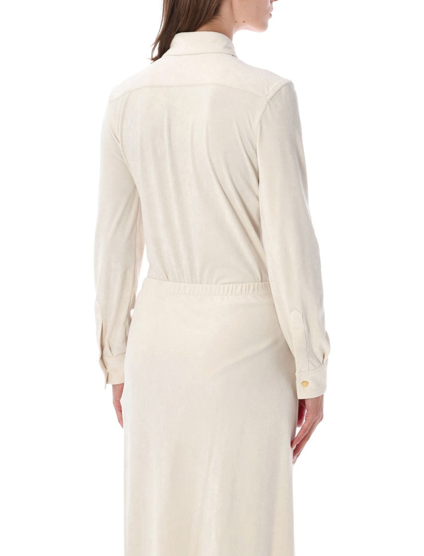 Alberta Ferretti Draped Silk Satin Bodysuit