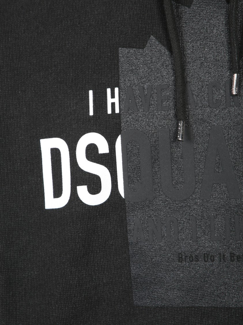 Dsquared2 Relaxed Fit Black Hoodie Contrasting Lining