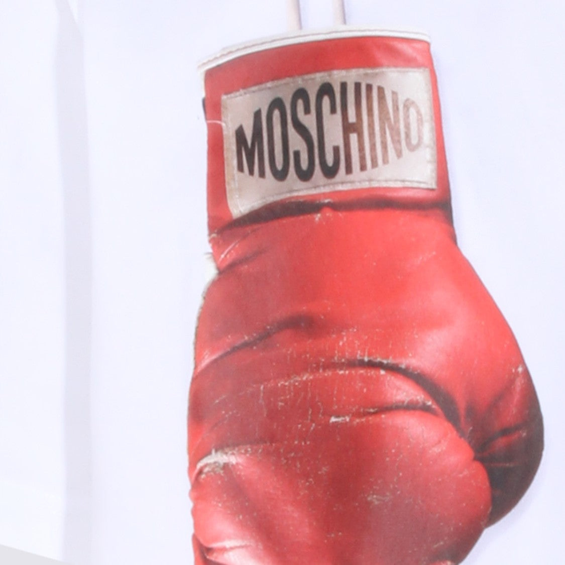 Moschino White Cotton T-Shirt With Boxing Gloves Print