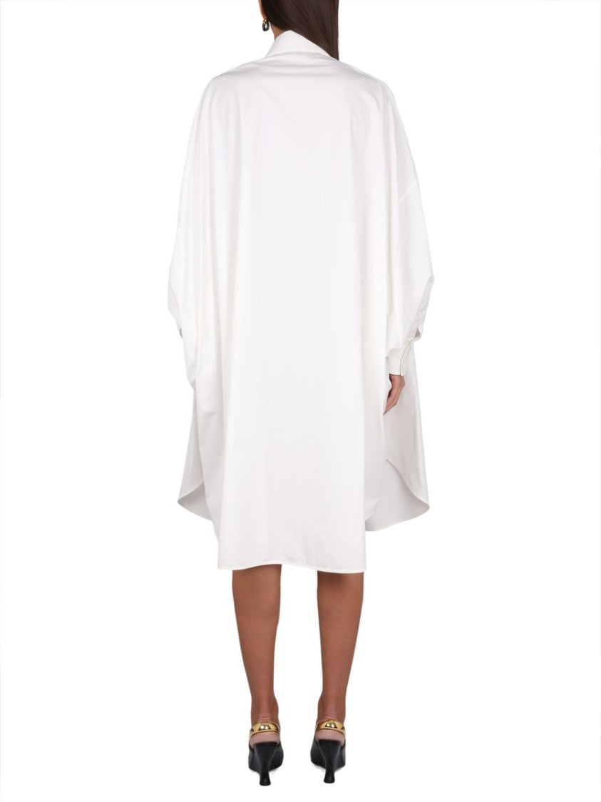 Bottega Veneta Structured Cotton Blend Dress With Pointed Collar
