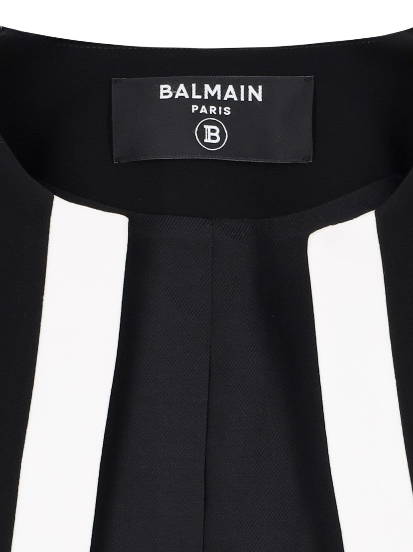 Balmain Cropped Spencer Knit Sweater – Black