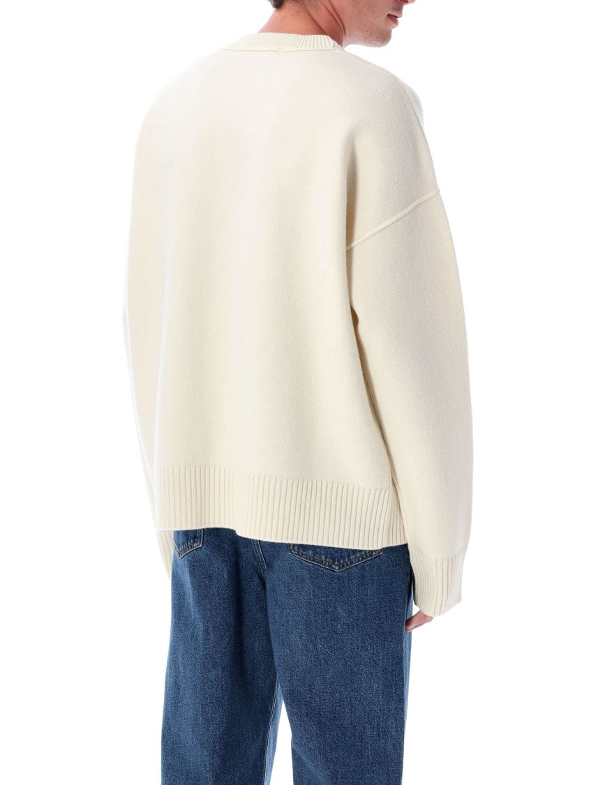 Ami Paris Relaxed-Fit Wool Sweater With Iconic Heart Intarsia