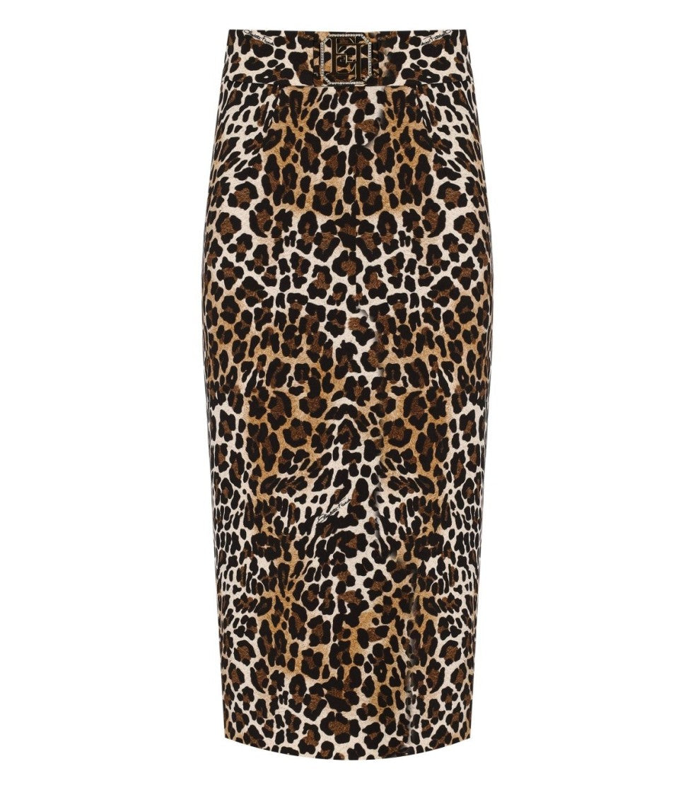 Elisabetta Franchi Animal-Print Midi Skirt