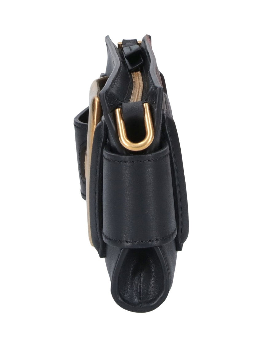 Balmain Black Anthem Calf Leather Chain Clutch