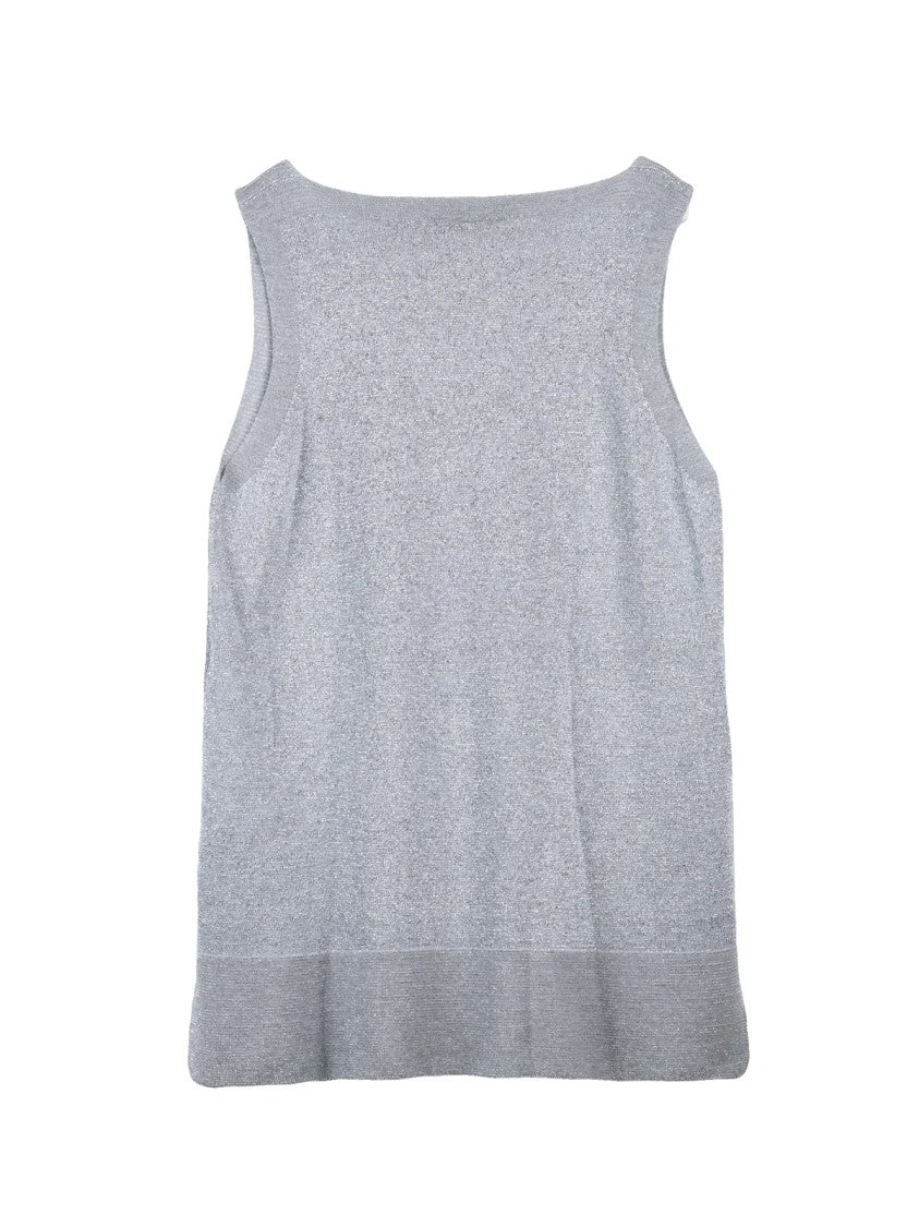 D. Exterior Silver Cotton Viscose Polyester Polyamide Metallic Top