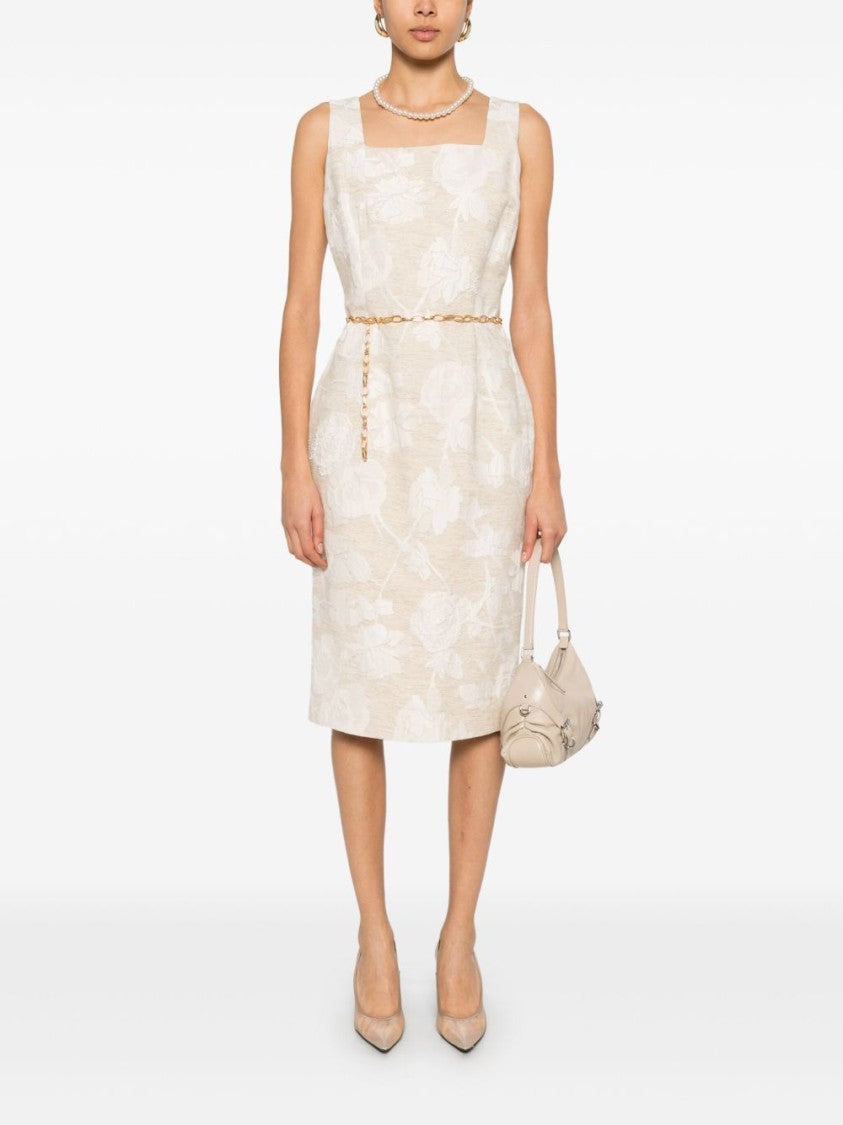 Blugirl Knee-Length Beige Dress With Square Neckline