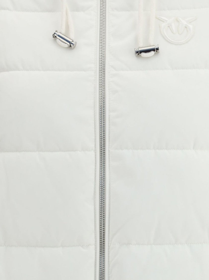 Pinko Short White Padded Jacket With Quilted Detailing